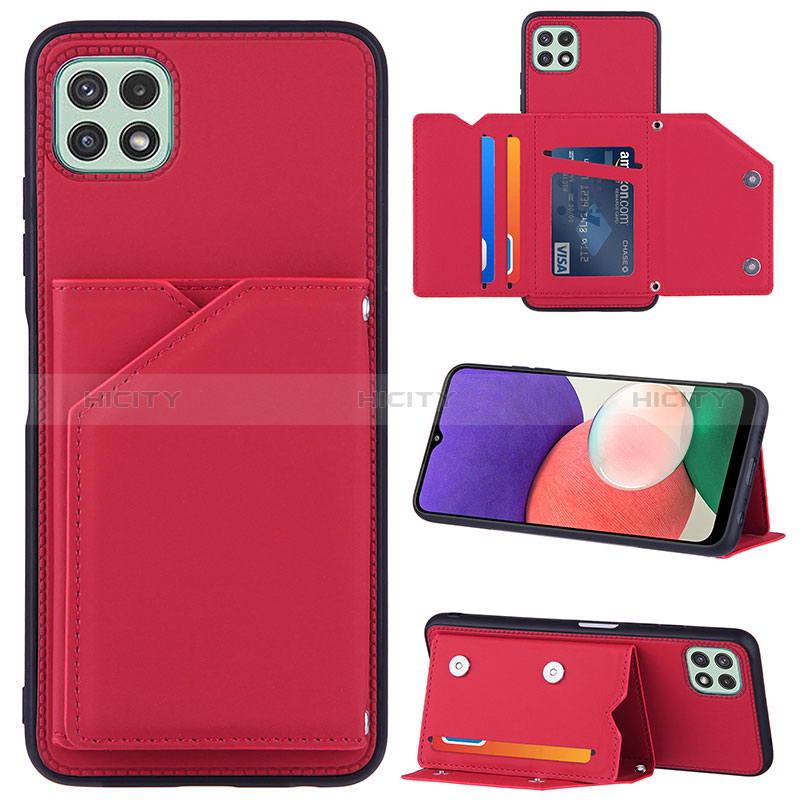 Soft Luxury Leather Snap On Case Cover Y04B for Samsung Galaxy F42 5G Red