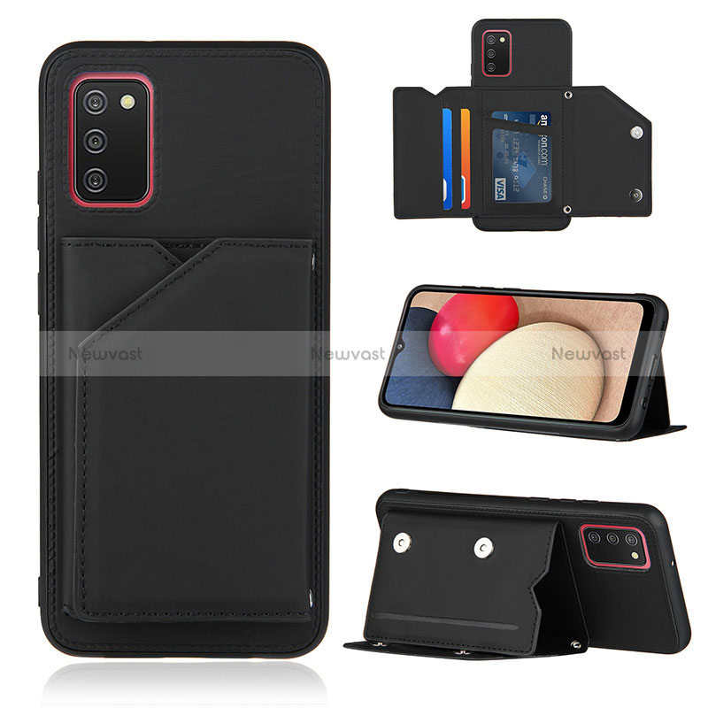 Soft Luxury Leather Snap On Case Cover Y04B for Samsung Galaxy M02s Black