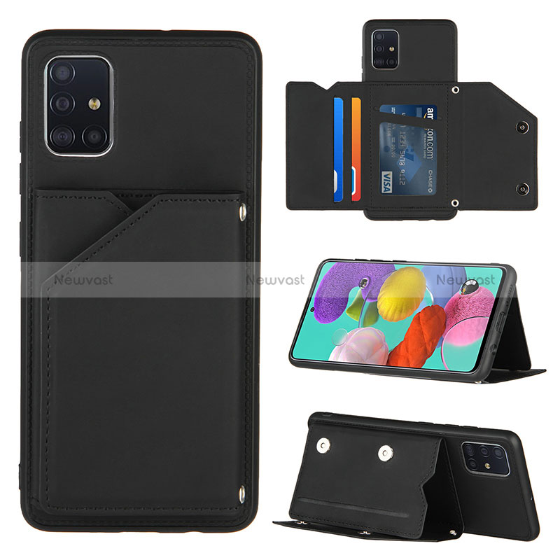 Soft Luxury Leather Snap On Case Cover Y04B for Samsung Galaxy M40S Black