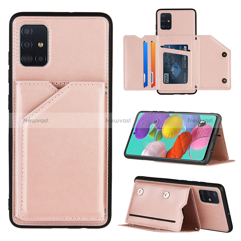 Soft Luxury Leather Snap On Case Cover Y04B for Samsung Galaxy M40S Rose Gold