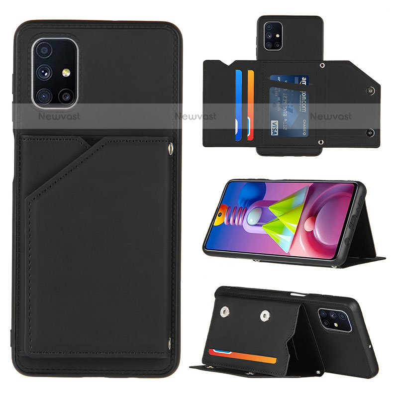 Soft Luxury Leather Snap On Case Cover Y04B for Samsung Galaxy M51 Black