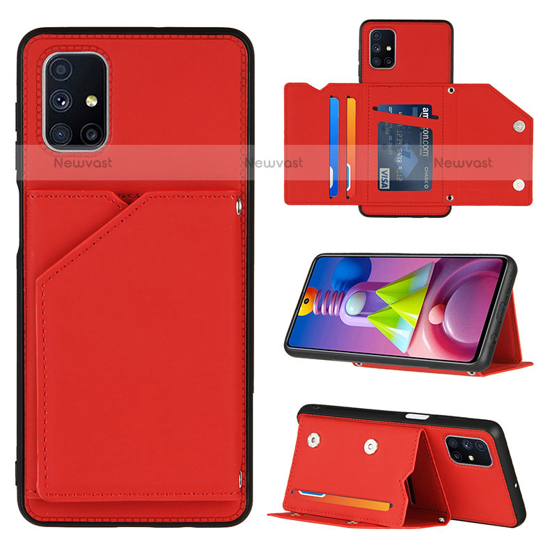 Soft Luxury Leather Snap On Case Cover Y04B for Samsung Galaxy M51 Red