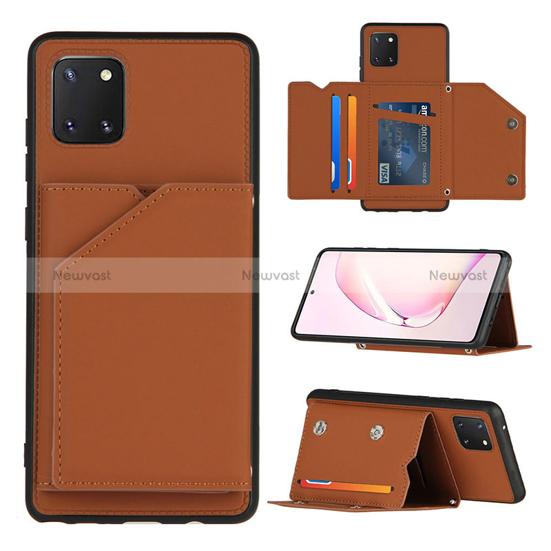 Soft Luxury Leather Snap On Case Cover Y04B for Samsung Galaxy M60s Brown