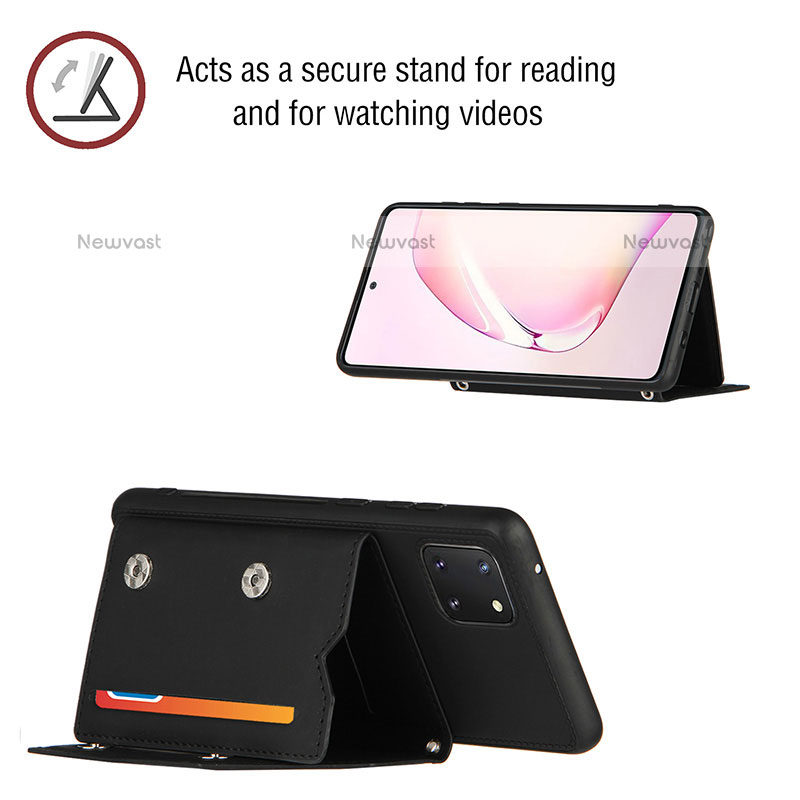 Soft Luxury Leather Snap On Case Cover Y04B for Samsung Galaxy Note 10 Lite