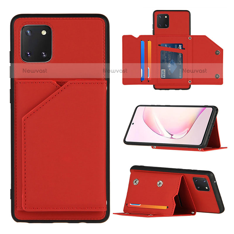 Soft Luxury Leather Snap On Case Cover Y04B for Samsung Galaxy Note 10 Lite Red