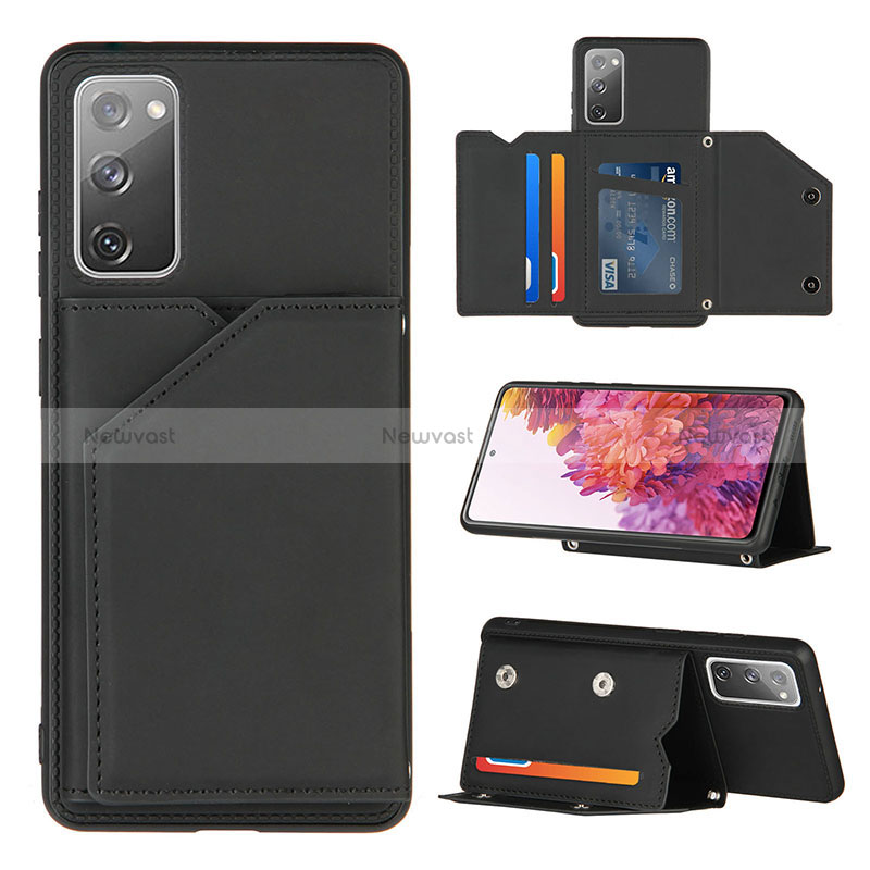 Soft Luxury Leather Snap On Case Cover Y04B for Samsung Galaxy S20 FE 4G Black