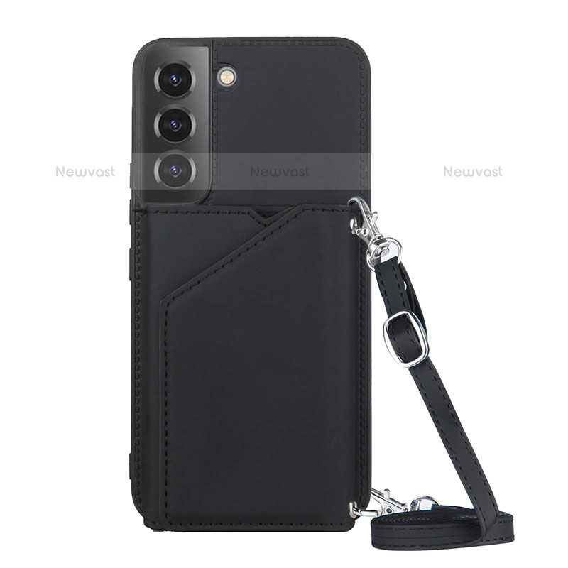 Soft Luxury Leather Snap On Case Cover Y04B for Samsung Galaxy S21 Plus 5G Black