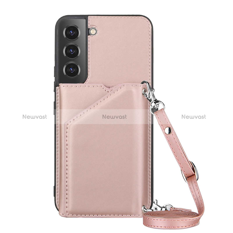 Soft Luxury Leather Snap On Case Cover Y04B for Samsung Galaxy S24 5G Rose Gold