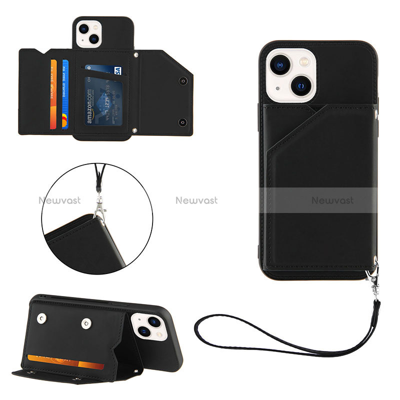 Soft Luxury Leather Snap On Case Cover Y06B for Apple iPhone 15 Black