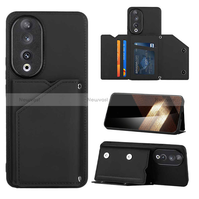 Soft Luxury Leather Snap On Case Cover YB1 for Huawei Honor 90 5G Black