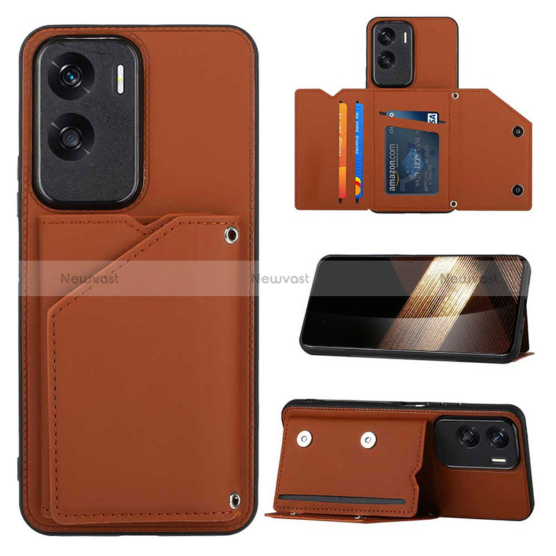 Soft Luxury Leather Snap On Case Cover YB1 for Huawei Honor 90 Lite 5G Brown