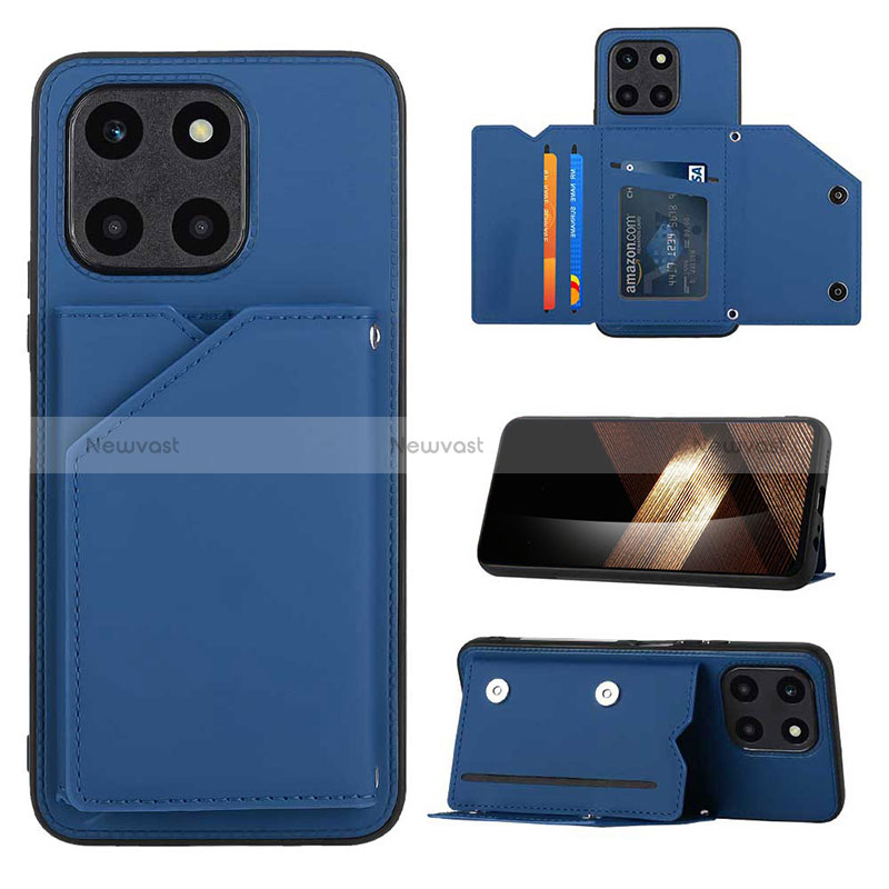 Soft Luxury Leather Snap On Case Cover YB1 for Huawei Honor X6a Blue