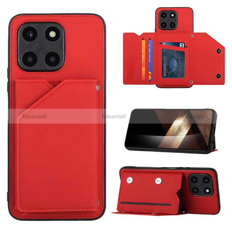 Soft Luxury Leather Snap On Case Cover YB1 for Huawei Honor X6a Red