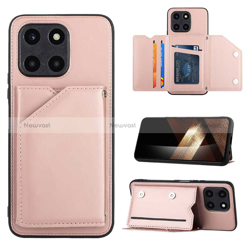 Soft Luxury Leather Snap On Case Cover YB1 for Huawei Honor X8b Rose Gold