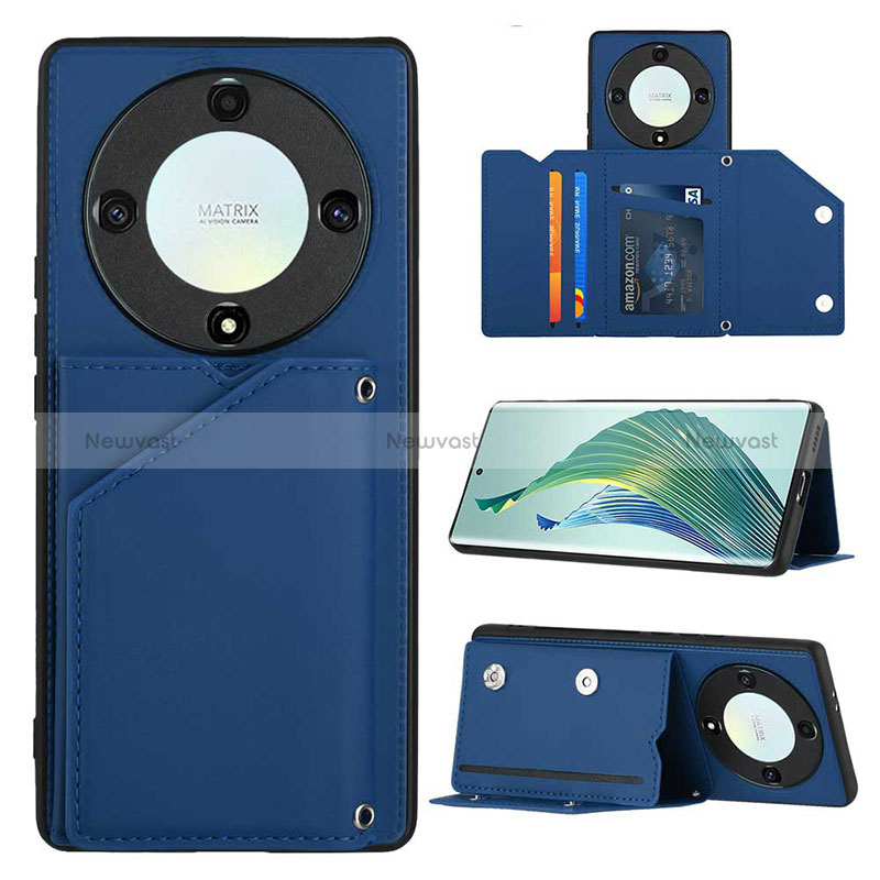 Soft Luxury Leather Snap On Case Cover YB1 for Huawei Honor X9a 5G Blue