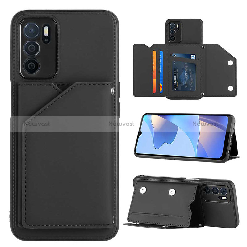 Soft Luxury Leather Snap On Case Cover YB1 for Oppo A16s Black