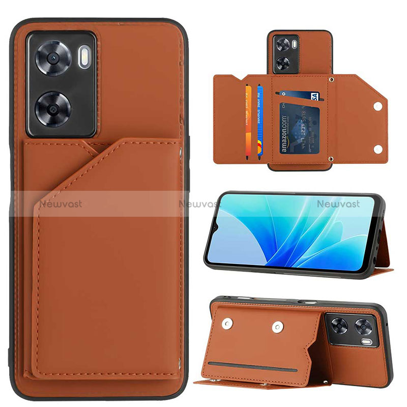 Soft Luxury Leather Snap On Case Cover YB1 for Oppo A57 4G Brown