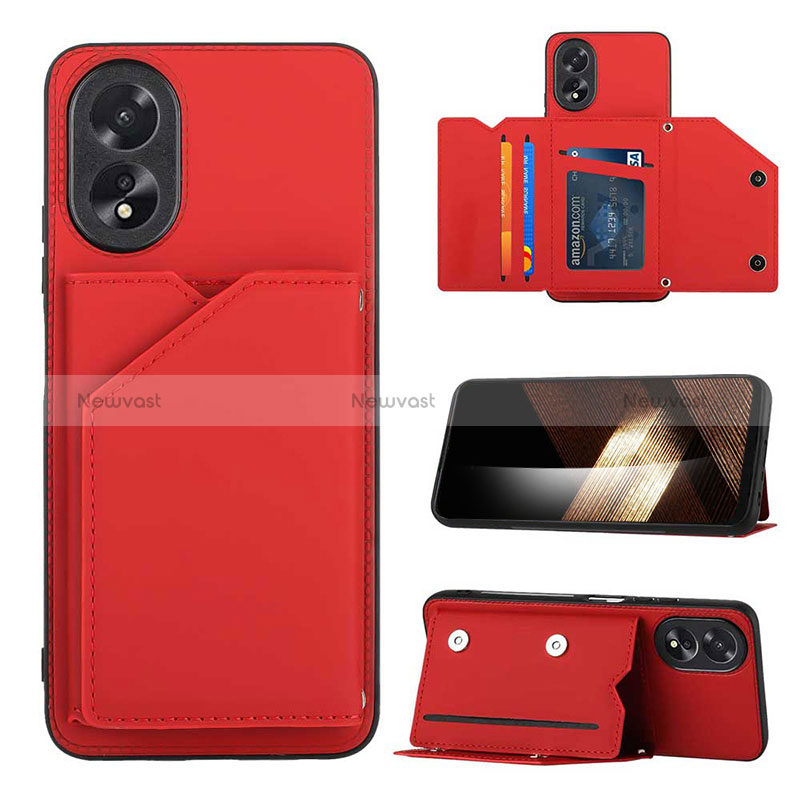 Soft Luxury Leather Snap On Case Cover YB1 for Oppo A58 4G Red