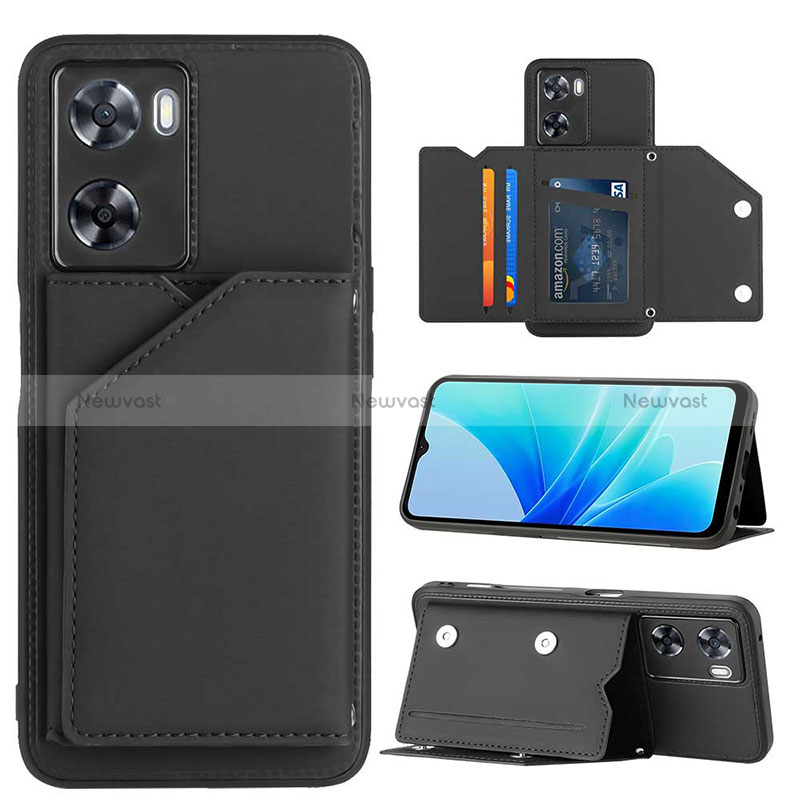 Soft Luxury Leather Snap On Case Cover YB1 for Oppo A77 4G Black