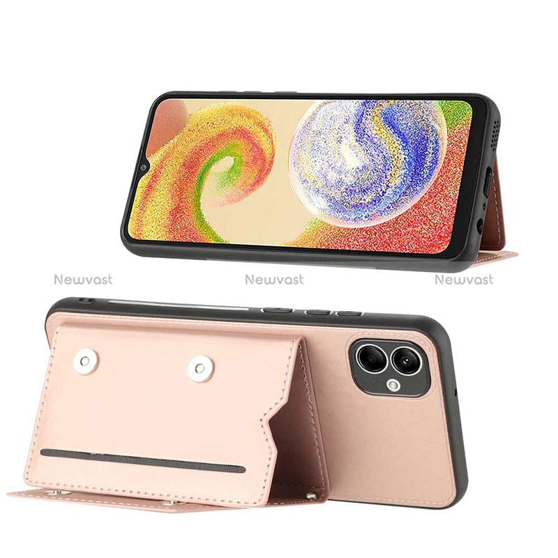 Soft Luxury Leather Snap On Case Cover YB1 for Samsung Galaxy A04E Rose Gold