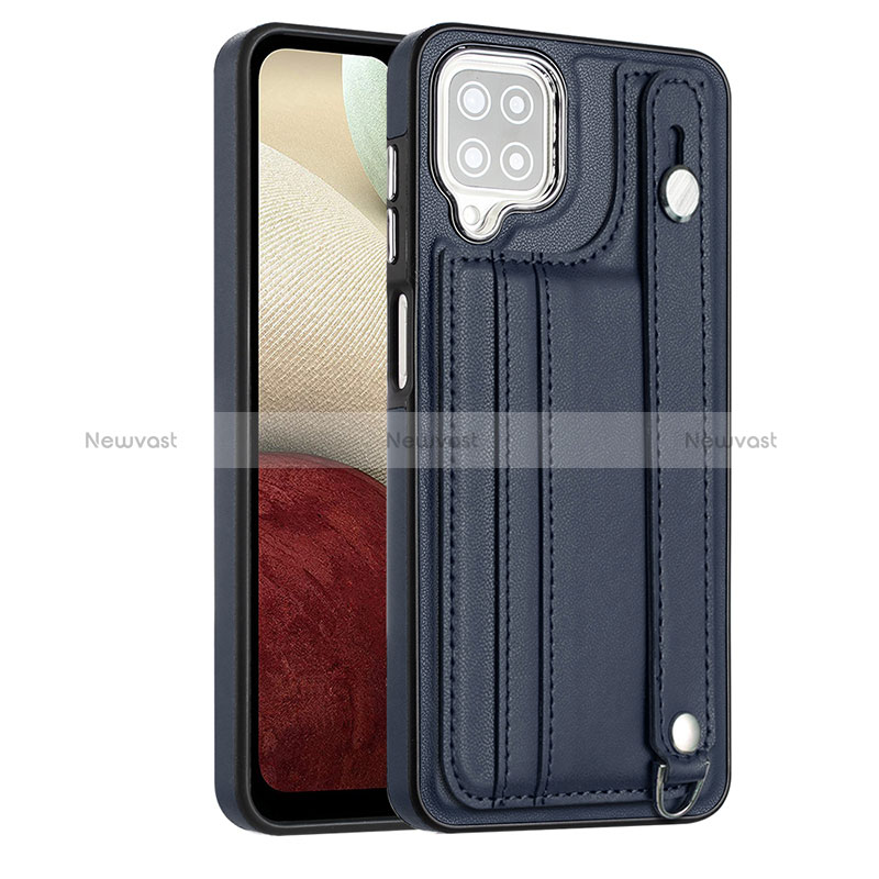 Soft Luxury Leather Snap On Case Cover YB1 for Samsung Galaxy A12 5G Blue