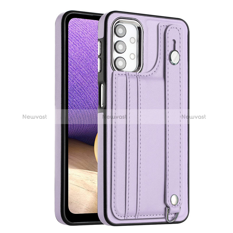 Soft Luxury Leather Snap On Case Cover YB1 for Samsung Galaxy A32 5G Purple