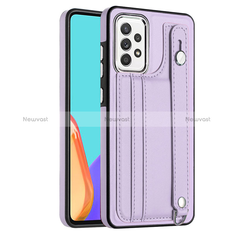 Soft Luxury Leather Snap On Case Cover YB1 for Samsung Galaxy A52 4G Purple