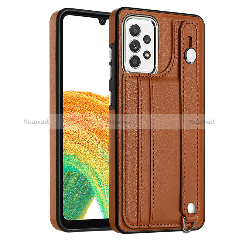 Soft Luxury Leather Snap On Case Cover YB1 for Samsung Galaxy A73 5G Brown