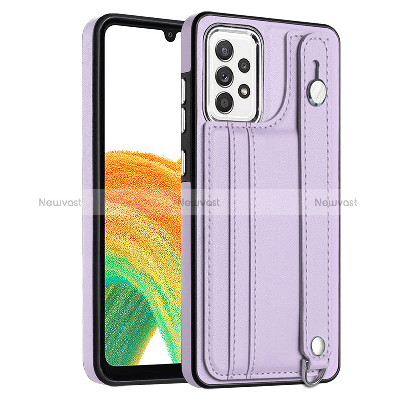 Soft Luxury Leather Snap On Case Cover YB1 for Samsung Galaxy A73 5G Purple