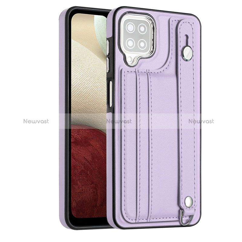 Soft Luxury Leather Snap On Case Cover YB1 for Samsung Galaxy M12 Purple