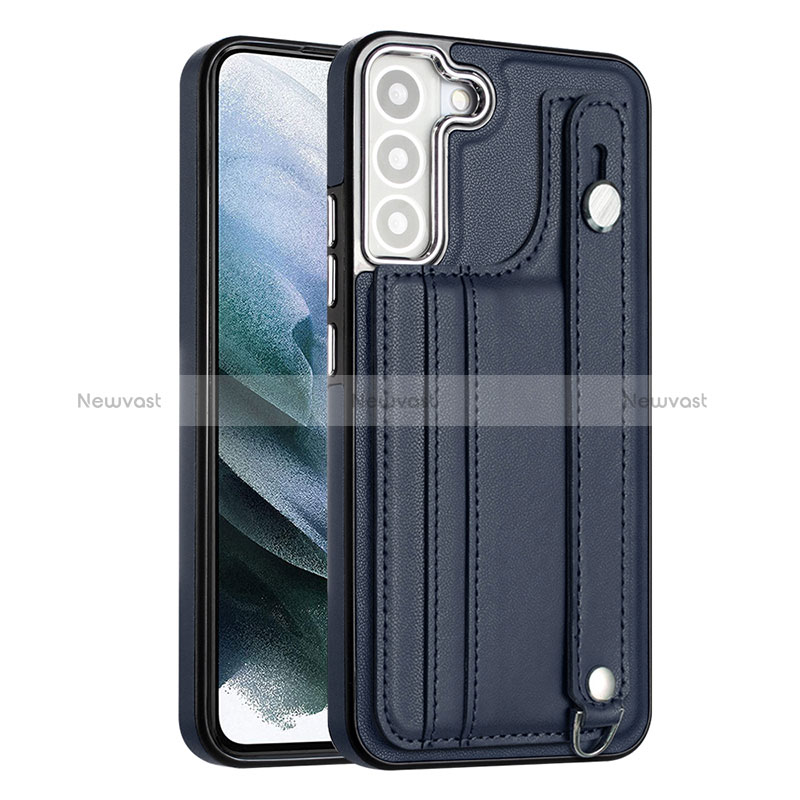 Soft Luxury Leather Snap On Case Cover YB1 for Samsung Galaxy S21 FE 5G Blue