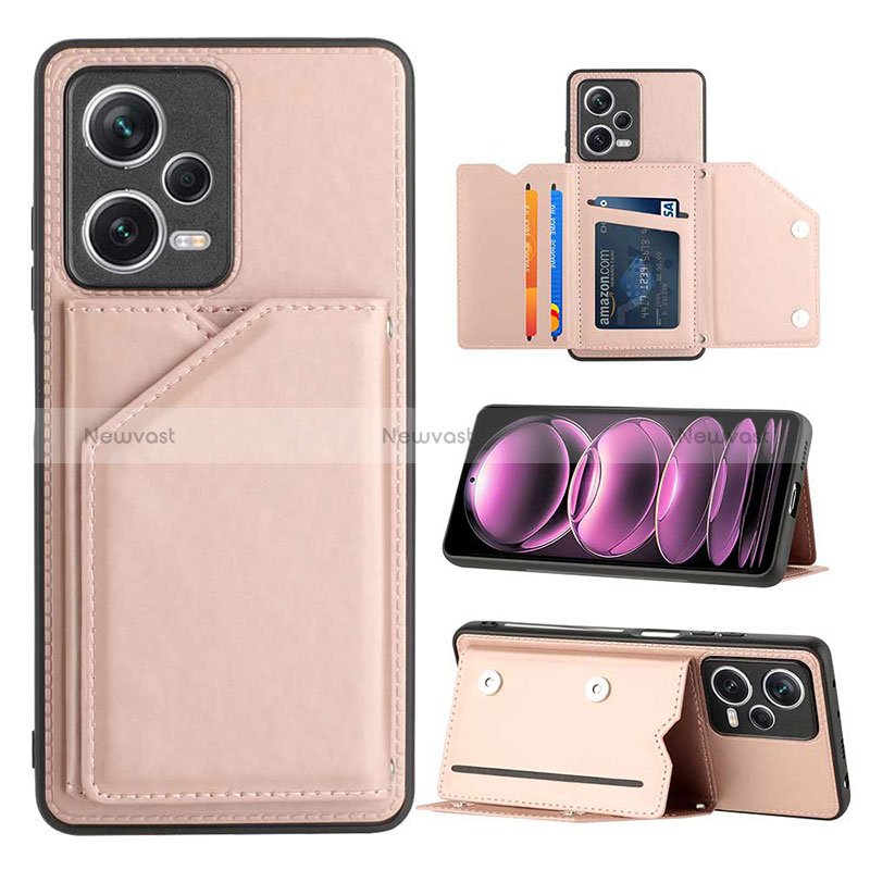 Soft Luxury Leather Snap On Case Cover YB1 for Xiaomi Poco X5 5G Rose Gold
