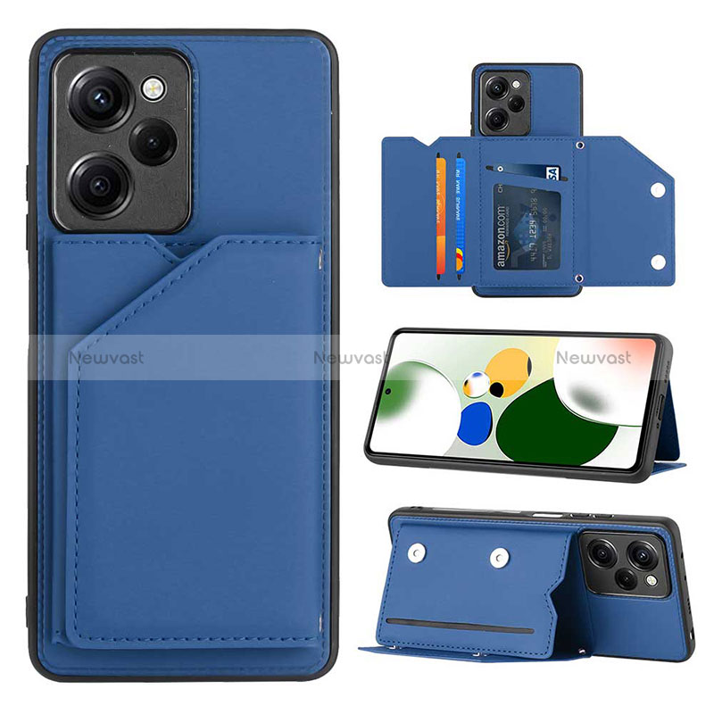 Soft Luxury Leather Snap On Case Cover YB1 for Xiaomi Poco X5 Pro 5G Blue