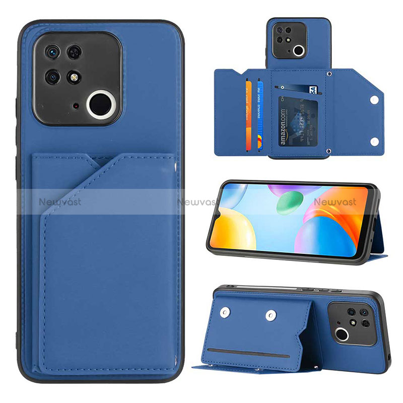 Soft Luxury Leather Snap On Case Cover YB1 for Xiaomi Redmi 10 India Blue