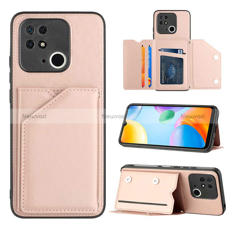 Soft Luxury Leather Snap On Case Cover YB1 for Xiaomi Redmi 10 Power Rose Gold