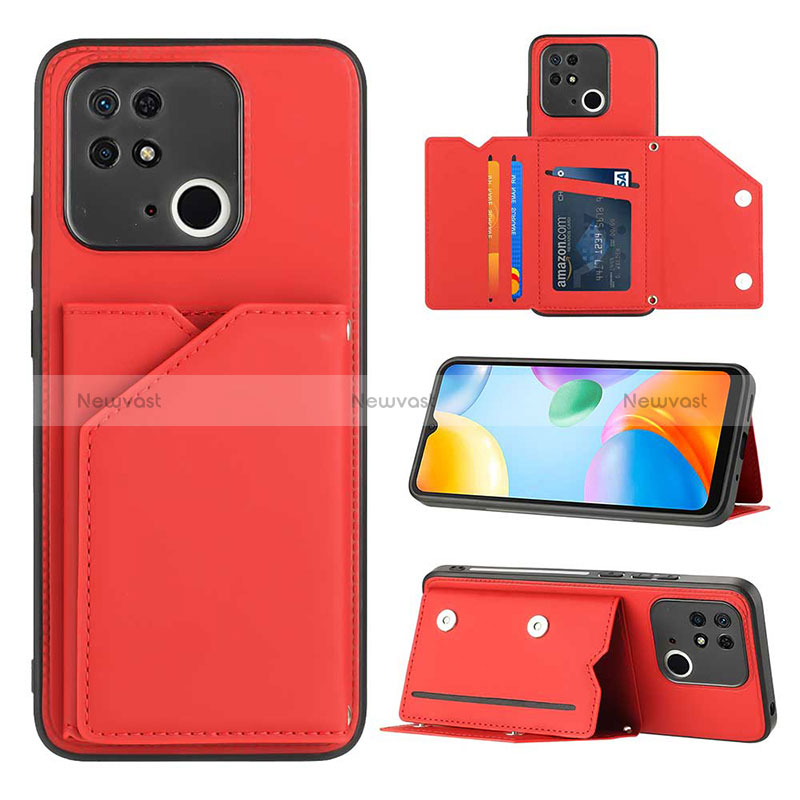 Soft Luxury Leather Snap On Case Cover YB1 for Xiaomi Redmi 10C 4G Red
