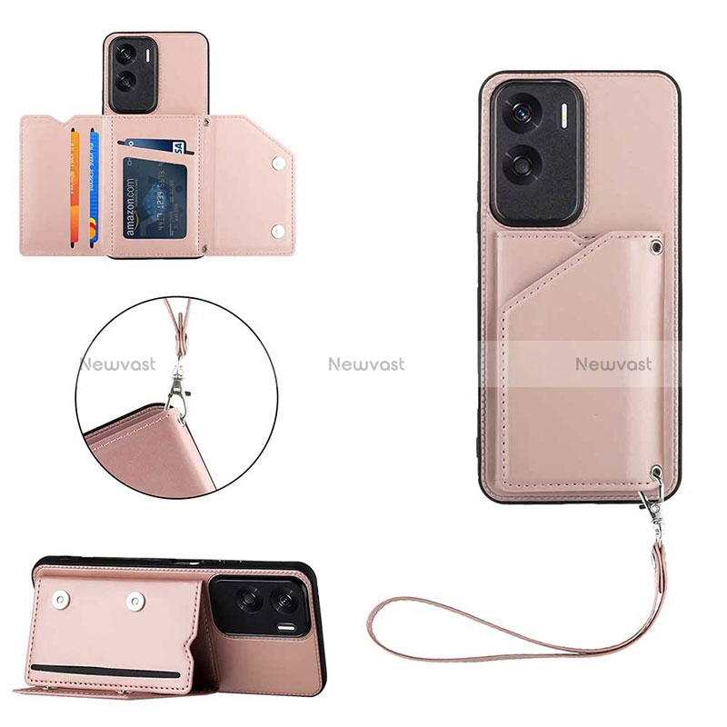 Soft Luxury Leather Snap On Case Cover YB2 for Huawei Honor 90 Lite 5G Rose Gold