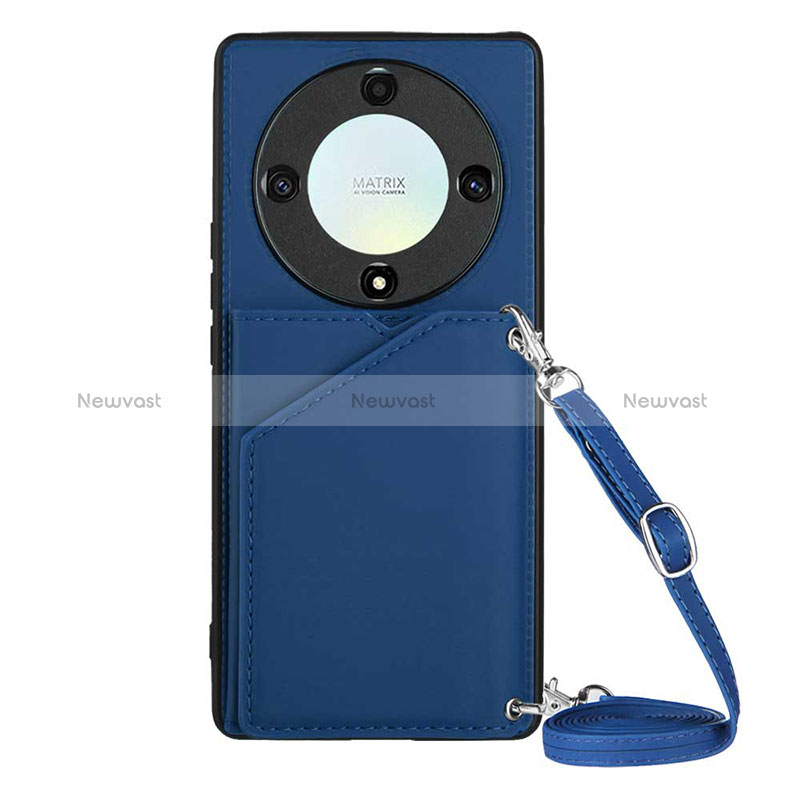 Soft Luxury Leather Snap On Case Cover YB2 for Huawei Honor Magic5 Lite 5G Blue