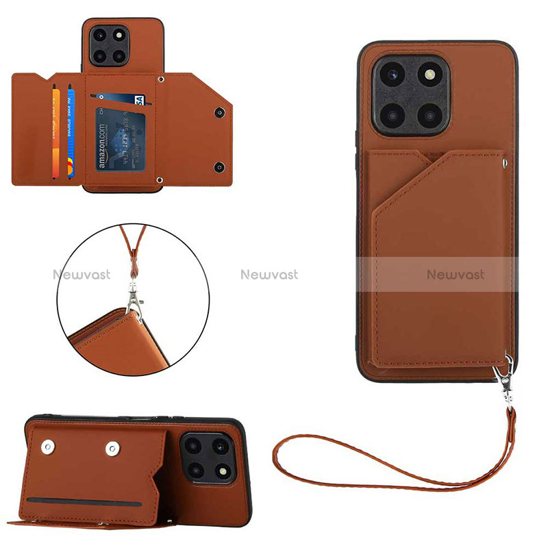 Soft Luxury Leather Snap On Case Cover YB2 for Huawei Honor X8b Brown