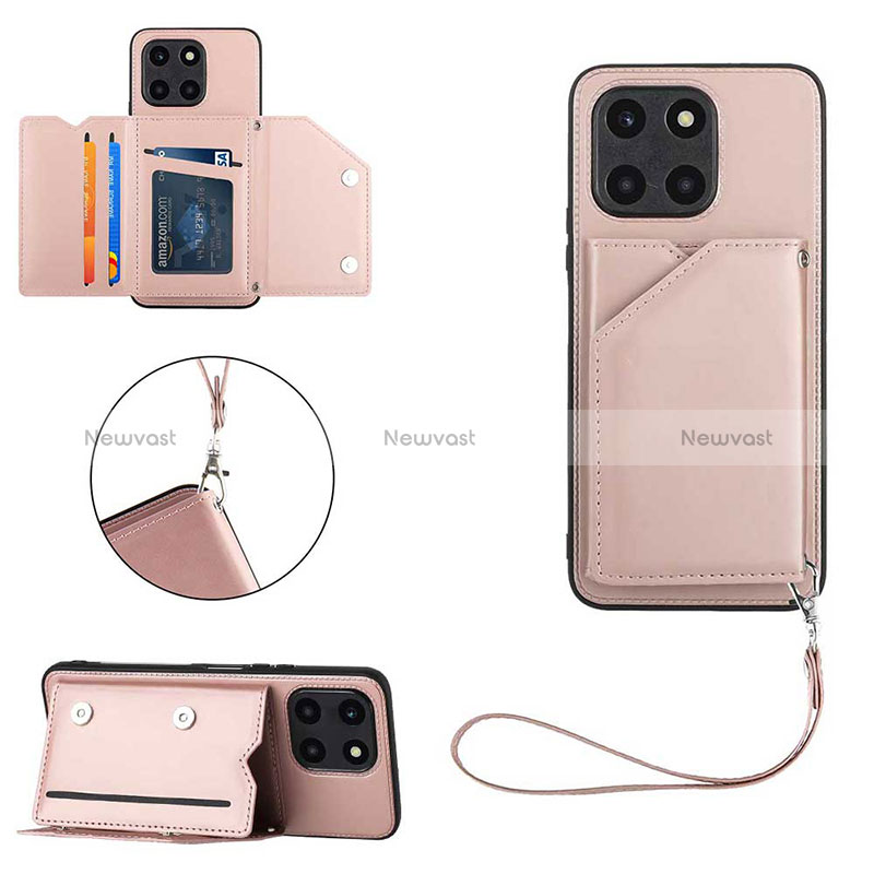 Soft Luxury Leather Snap On Case Cover YB2 for Huawei Honor X8b Rose Gold