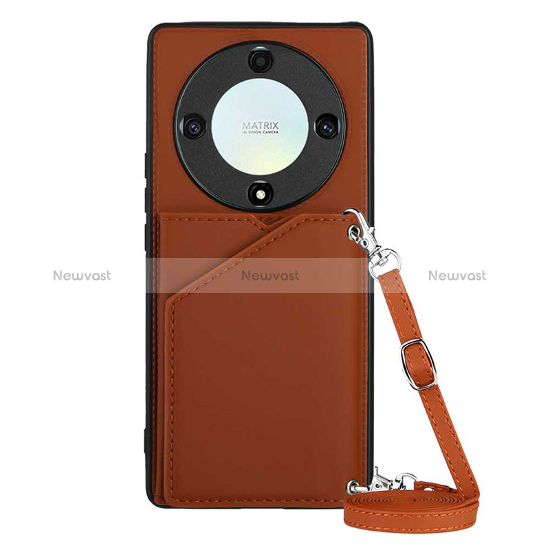 Soft Luxury Leather Snap On Case Cover YB2 for Huawei Honor X9a 5G Brown