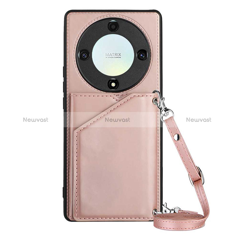 Soft Luxury Leather Snap On Case Cover YB2 for Huawei Honor X9a 5G Rose Gold