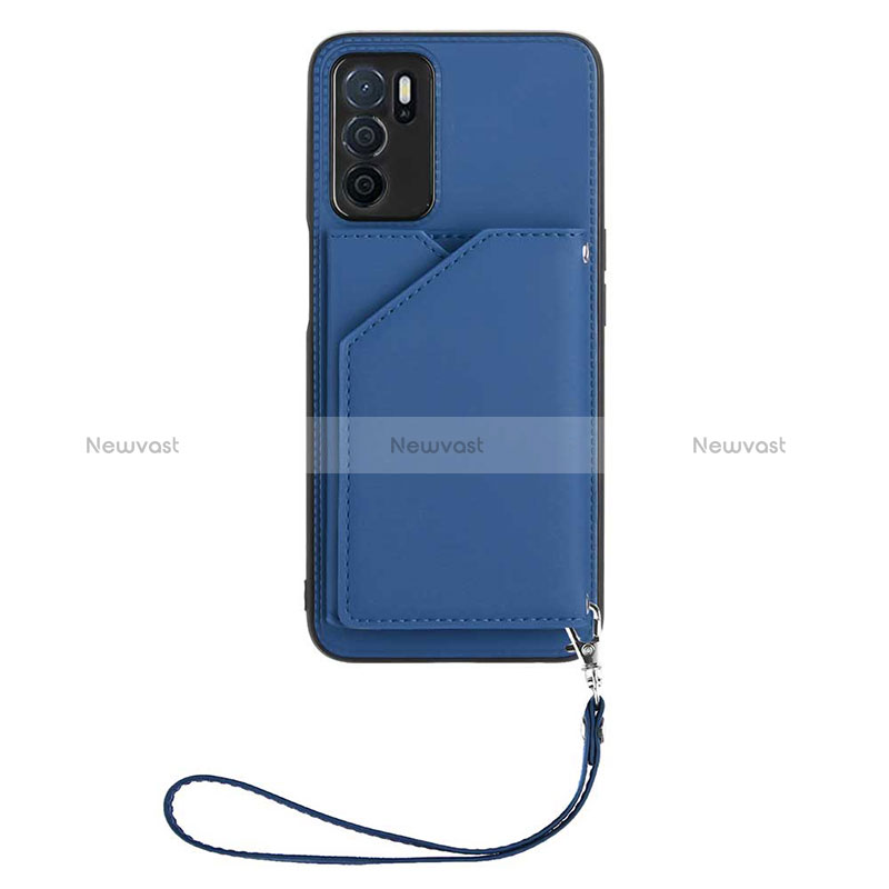 Soft Luxury Leather Snap On Case Cover YB2 for Oppo A16 Blue