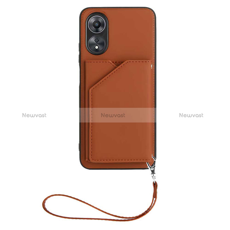 Soft Luxury Leather Snap On Case Cover YB2 for Oppo A17 Brown