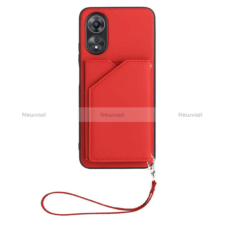 Soft Luxury Leather Snap On Case Cover YB2 for Oppo A17 Red