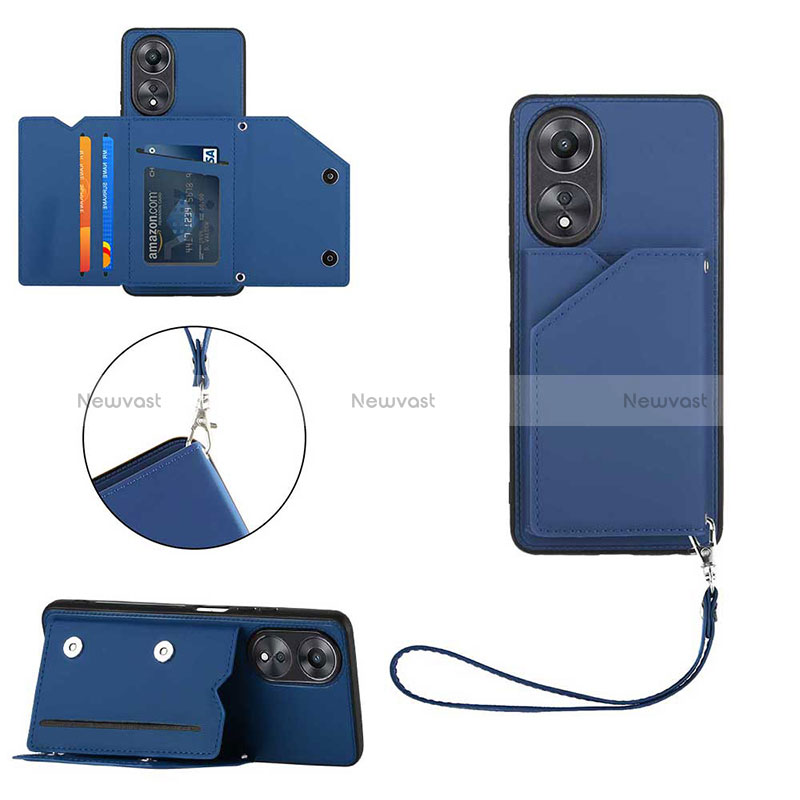 Soft Luxury Leather Snap On Case Cover YB2 for Oppo A18 Blue