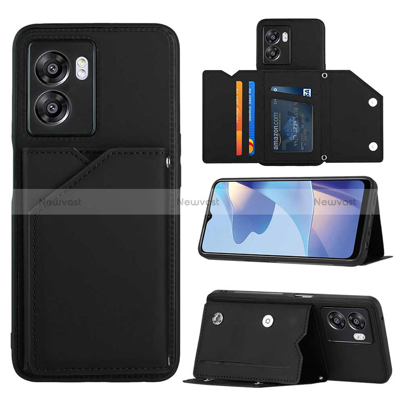 Soft Luxury Leather Snap On Case Cover YB2 for Oppo A77 5G Black