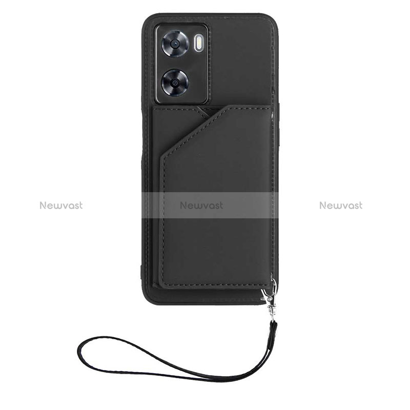 Soft Luxury Leather Snap On Case Cover YB2 for Oppo A77s Black