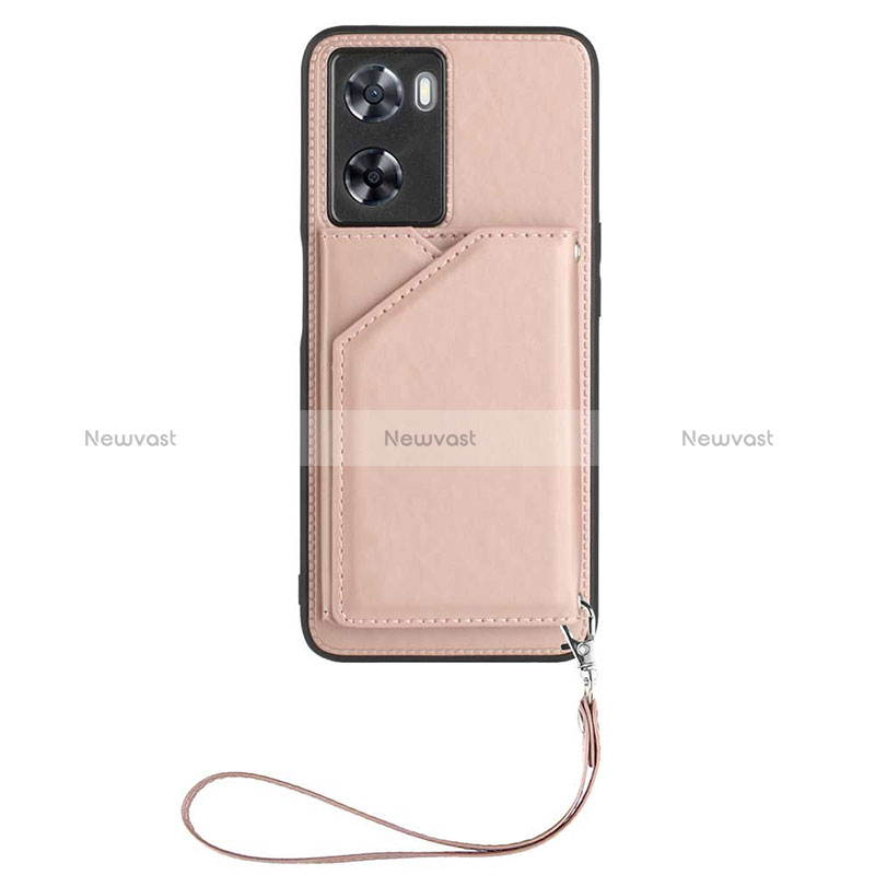 Soft Luxury Leather Snap On Case Cover YB2 for Oppo A77s Rose Gold