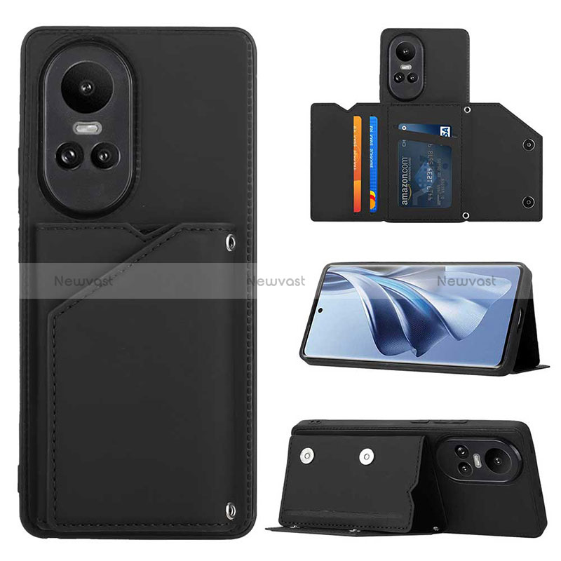 Soft Luxury Leather Snap On Case Cover YB2 for Oppo Reno10 Pro 5G Black